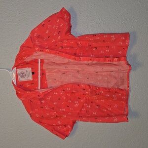 SO "So perfect shirt" small juniors neon pink anchors button down short sleeve